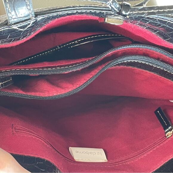 Liz Claiborne Black Faux Croc Tote Bag Set - Picture 5 of 9